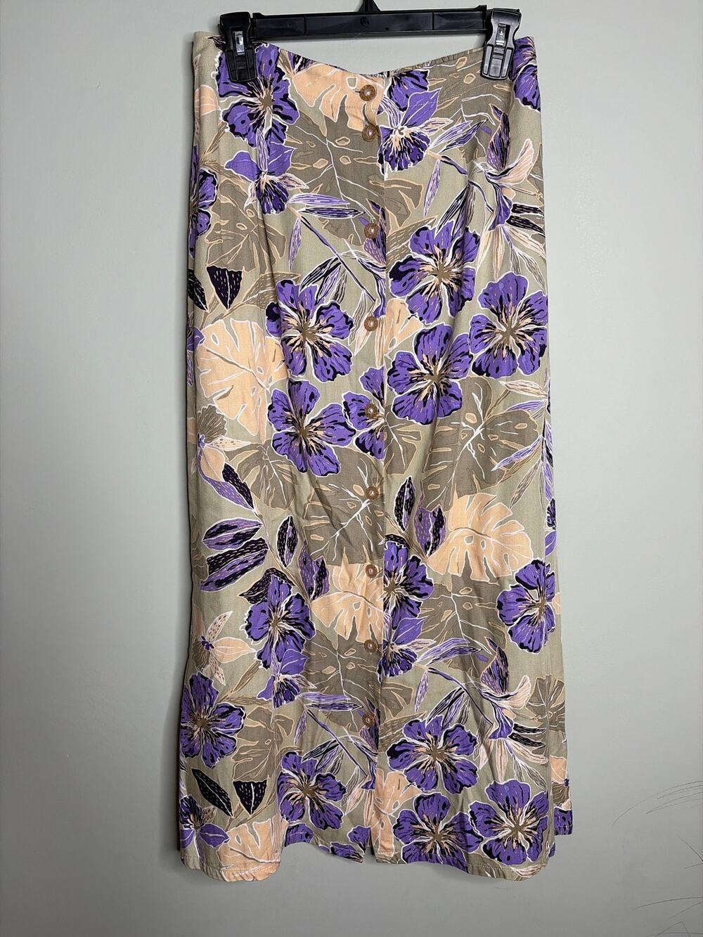 Napa Valley Vintage Button Floral Maxi Skirt 10